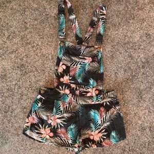 Bethany Mota Tropical🌺Print Shorts Overalls